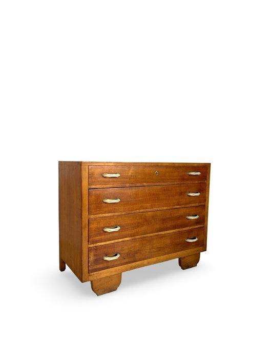 Ladekast - Hout, Messing, Bakeliet, Eik, Mahonie, Antiek en Kunst, Kunst | Designobjecten