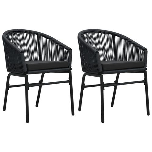 vidaXL Tuinstoelen 2 st PE-rattan zwart, Tuin en Terras, Tuinstoelen, Nieuw, Verzenden