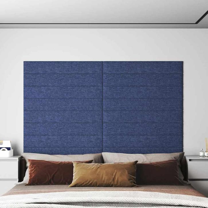 vidaXL Wandpanelen 12 st 1,62 m² 90x15 cm stof blauw, Doe-het-zelf en Bouw, Platen en Panelen, Nieuw, Verzenden