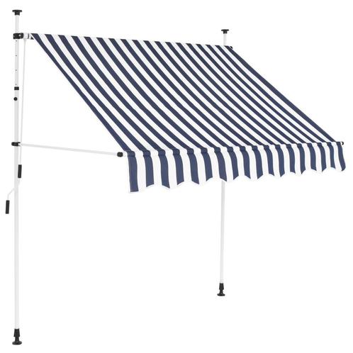 vidaXL Luifel handmatig uittrekbaar 200 cm blauw en witte, Tuin en Terras, Zonneschermen, Nieuw, Verzenden