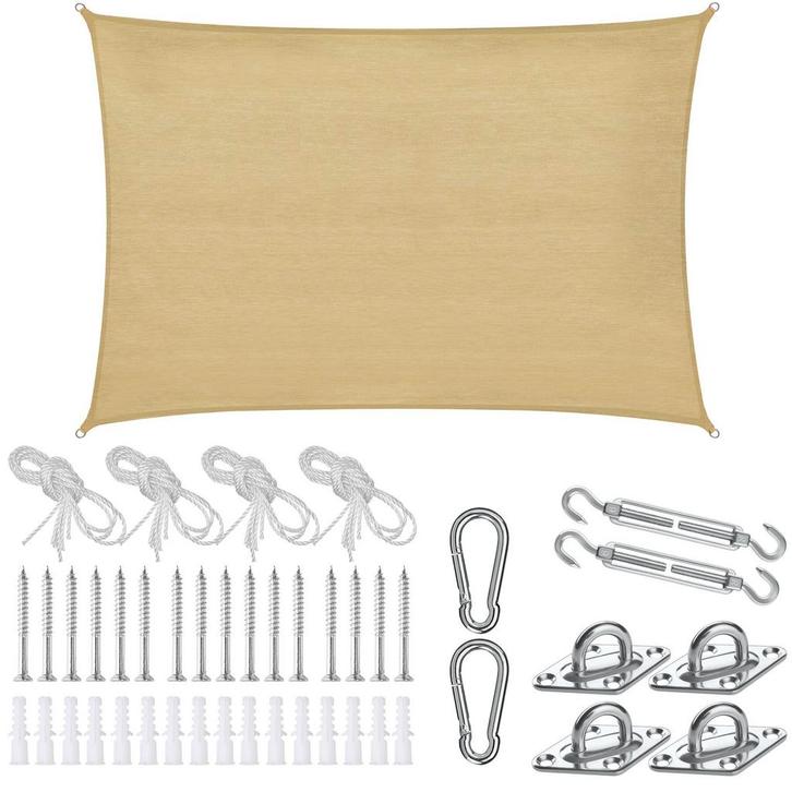 tectake Schaduwdoek Sunny, weerbestendig HDPE-materiaal met, Jardin & Terrasse, Protection solaire, Envoi