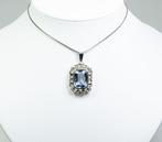 - Jugendstil - 830 zilver - blauwe spinel - Ketting met