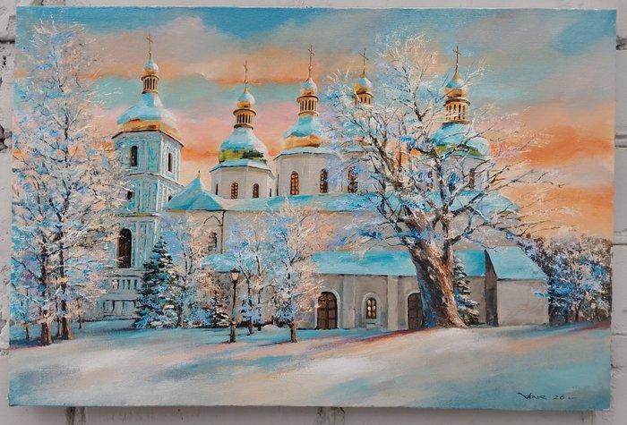 Vladimir Tarasenko (1967) - Winter Cityscape, Antiek en Kunst, Kunst | Schilderijen | Klassiek