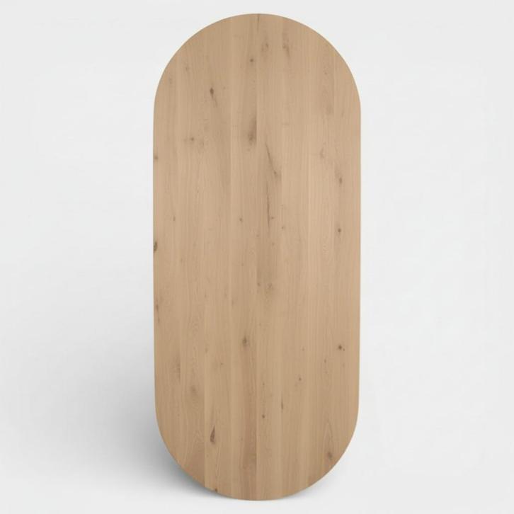 Tafelblad Plat Ovaal Eikenhout 240x100, Huis en Inrichting, Tafels | Eettafels