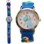 Fako® - Kinderhorloge - 3D - Dinosaurus - Blauw, Verzenden, Nieuw