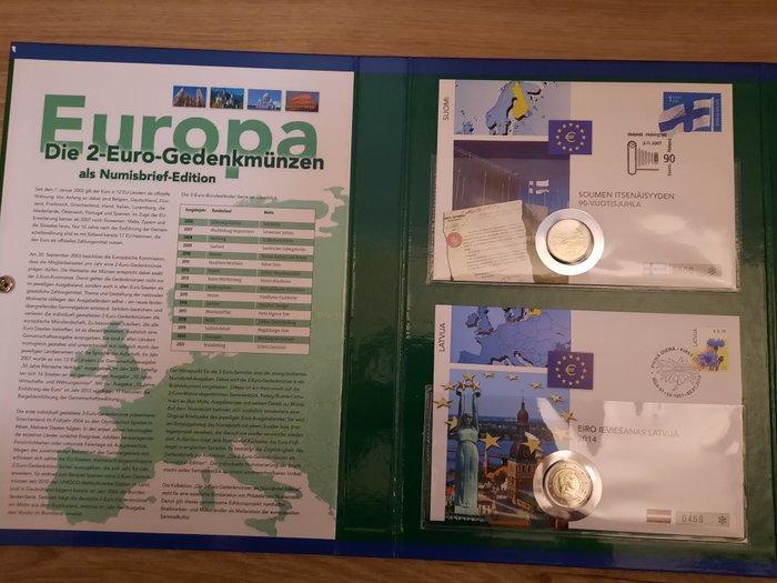 Europe. 2 Euro 2007/2013 (14 numisbriefen) (Sans Prix de, Postzegels en Munten, Munten | Europa | Euromunten
