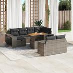 vidaXL 11-delige Loungeset met kussens poly rattan grijs, Tuin en Terras, Verzenden, Nieuw, Loungeset