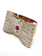 Zonder Minimumprijs - Ring - 9 kt. Roségoud, Zilver Robijn -, Nieuw