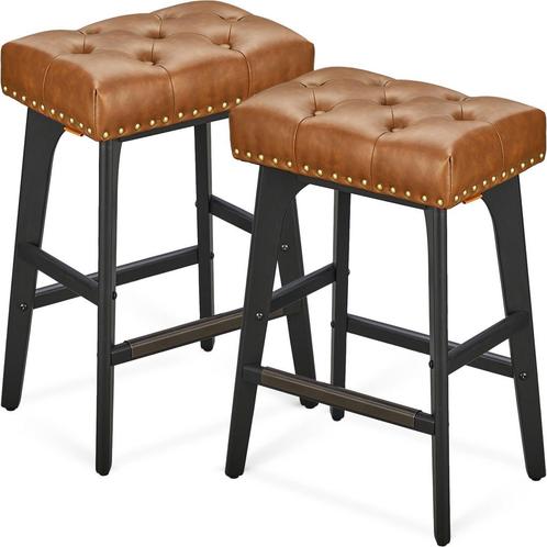 Barkrukken - RetroStoel - Decoratieve knopen - Koffiebruin, Huis en Inrichting, Barkrukken, Nieuw, Ophalen of Verzenden