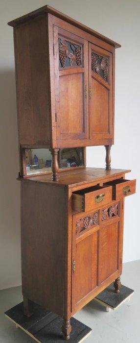 Kast - Eik, Glas - Wijnkast, Antiek en Kunst, Kunst | Designobjecten