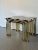 Set bijzettafels - Glas, Metaal - Drie bijzettafels