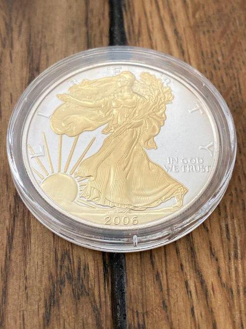 Verenigde Staten. 1 Dollar 2006 Silver Eagle - 24k gold, Postzegels en Munten, Munten | Europa | Niet-Euromunten