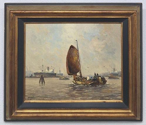 Marinus de Jongere (1912-1977) - Zeilboot op de Maashaven, Antiek en Kunst, Kunst | Schilderijen | Klassiek