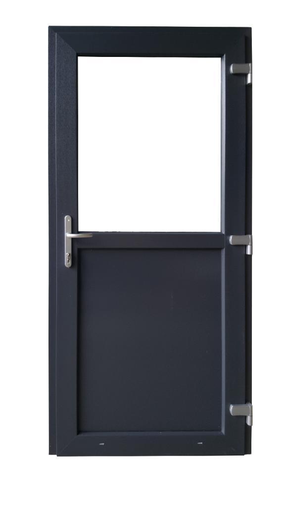 PVC Deur 1/2 glas Basic Plus b98xh204 cm antraciet R, Doe-het-zelf en Bouw, Deuren en Vliegenramen, Nieuw, Glas, Kunststof, Metaal
