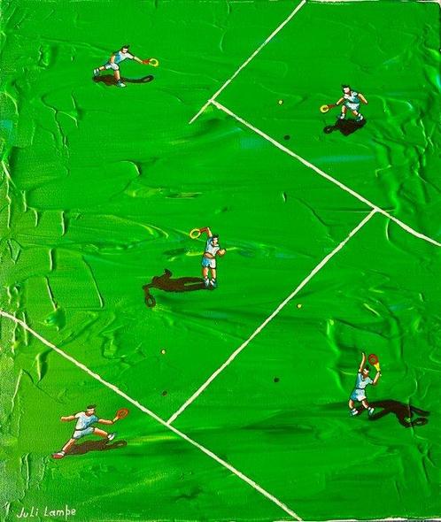 Juli Lampe (1980) - Tennis Lovers. Wimbledon., Antiek en Kunst, Kunst | Schilderijen | Modern