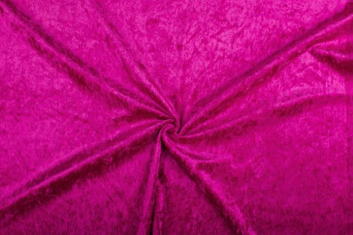 Crushed velvet donkerfuchsia stof - 10m rol - Velours stretc, Hobby en Vrije tijd, Stoffen en Lappen, Verzenden