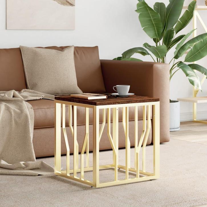 vidaXL Salontafel roestvrij staal en massief gerecycled hout, Huis en Inrichting, Tafels | Salontafels, Nieuw, Verzenden