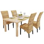 vidaXL Eetkamerstoelen 2 st abaca en massief mangohout, Huis en Inrichting, Verzenden, Nieuw