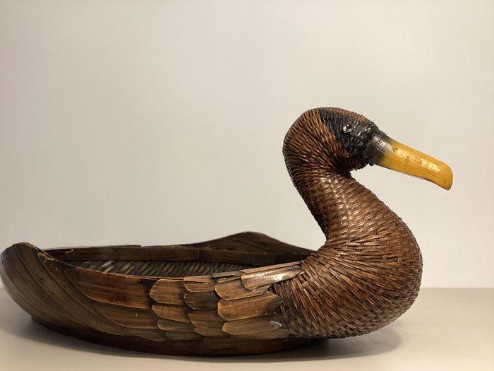 Dienblad - Rattan - Grote Chinese eend, Antiquités & Art, Art | Objets design