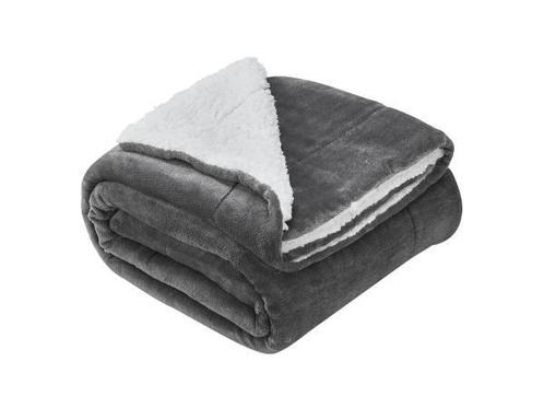Veiling - Fleecedeken 2 kanten - 220 x 240 cm - Donkergrijs, Huis en Inrichting, Woonaccessoires | Plaids en Woondekens, Nieuw