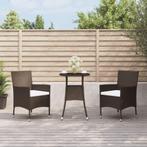 vidaXL 3-delige Bistroset met kussens poly rattan bruin, Tuin en Terras, Verzenden, Nieuw