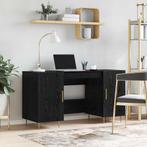 vidaXL Bureau met plank Zwart eiken 140 x 50 x 75 cm Bewerkt, Verzenden, Nieuw