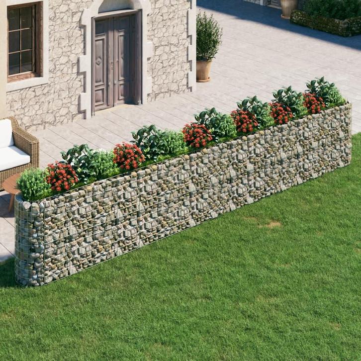 vidaXL Gabion plantenbak verhoogd 610x50x100 cm, Tuin en Terras, Bloempotten, Nieuw, Verzenden