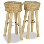 vidaXL Tabourets de bar lot de 2 rotin naturel, Maison & Meubles, Tabourets de bar, Verzenden, Neuf