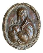 Reliëf, Plaque De Lumière - Vierge, Mater Dolorosa - Cuivre, Antiquités & Art