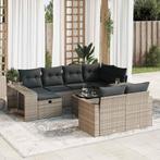 vidaXL 11-delige Loungeset met kussens poly rattan grijs, Verzenden, Nieuw, Loungeset