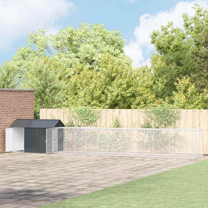 vidaXL Vogelkooi Antraciet 821,5 x 111 x 142 cm Gegevens, Dieren en Toebehoren, Vogels | Toebehoren, Nieuw, Verzenden