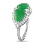 Bague Bague en platine, diamant et jade, Platine, Nieuw