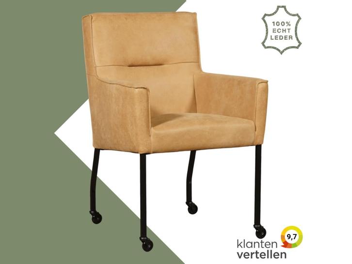 Leren eetkamerstoel Lucky - Kenia Cognac (cognac), Huis en Inrichting, Stoelen, Bruin, Eén, Nieuw, Leer, Ophalen of Verzenden