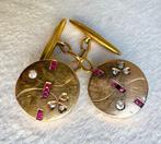 Boutons de manchette - 19,2 carats Or jaune Diamant, Handtassen en Accessoires, Antieke sieraden