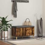 vidaXL Hallenbank met kussen met plank Gerookte Eik 80 x 38, Verzenden, Nieuw