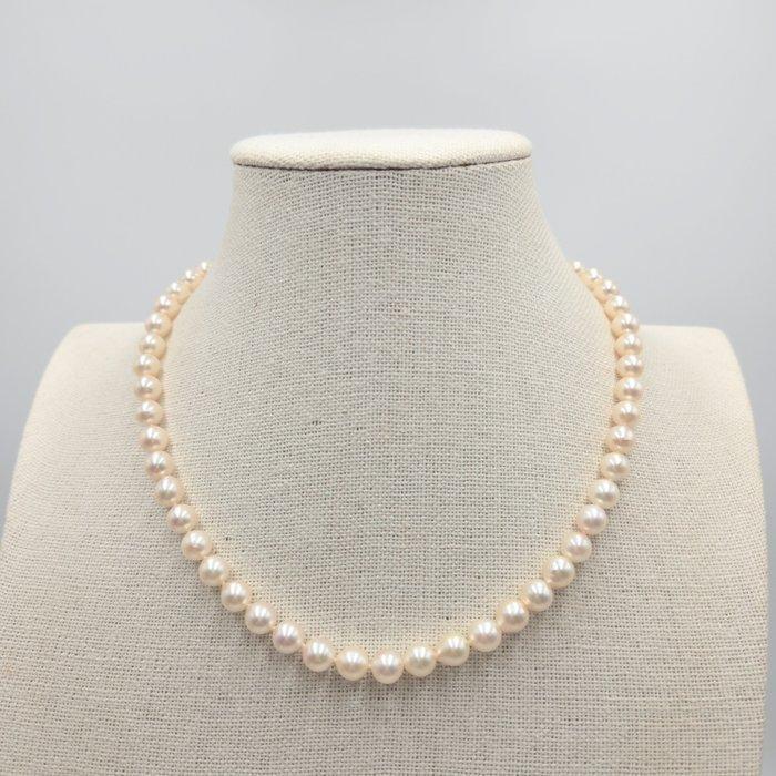 Zonder minimumprijs - Halsketting Zilver Parel - Akoya 7,5, Handtassen en Accessoires, Kettingen