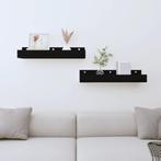 vidaXL Wandschappen 2 st 50x12x9 cm massief grenenhout zwart, Verzenden, Nieuw