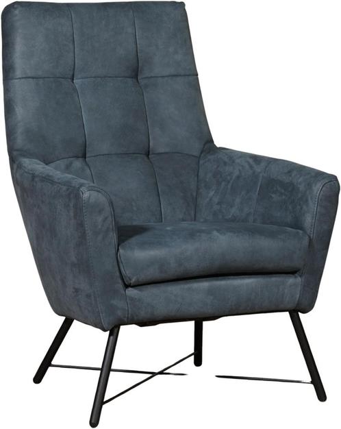Blauwe leren moderne fauteuil - Kenia Leer Denim (blauw, Huis en Inrichting, Fauteuils, 75 tot 100 cm, 75 tot 100 cm, Nieuw, Leer
