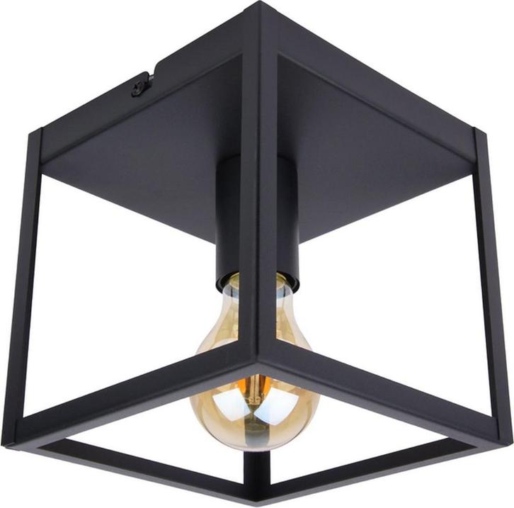 Industriële Plafondlamp Zwart | 16x16cm | Incl. Lichtbron, Huis en Inrichting, Overige Huis en Inrichting, Nieuw, Verzenden