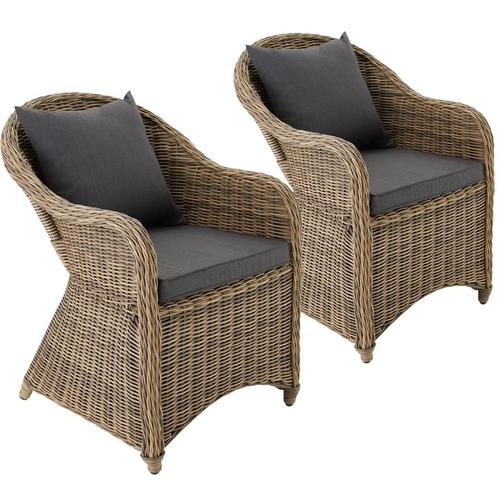 2 luxe wicker fauteuils met kussens - natuur, Tuin en Terras, Tuinsets en Loungesets, Verzenden