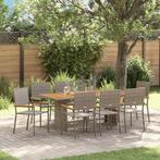 vidaXL Tuin Eettafel Set 9 pcs Grijs poly rattan, Tuin en Terras, Tuinstoelen, Verzenden, Nieuw