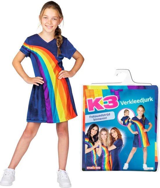K3 verkleedkleding - verkleedjurk regenboog blauw 9/11 ja..., Kinderen en Baby's, Speelgoed | Overig, Nieuw, Verzenden