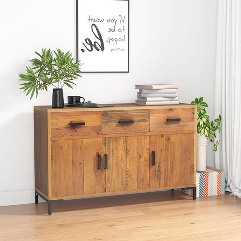 vidaXL Dressoir 110x35x70 cm massief grenenhout bruin, Huis en Inrichting, Kasten | Dressoirs, Nieuw, Verzenden