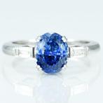 Ring Platina -  4.29 tw. Saffier - Sri Lanka - Diamant, Bijoux, Sacs & Beauté