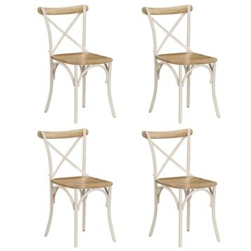 vidaXL Kruisstoelen 4 st massief mangohout wit, Verzenden