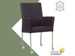 Leren eetkamerstoel Comfort met wieltjes en armleuning -, Huis en Inrichting, Stoelen, Overige kleuren, Nieuw, Leer, Ophalen of Verzenden