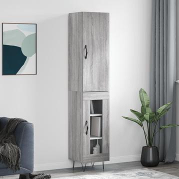 vidaXL Hoge kast 34,5x34x180 cm bewerkt hout grijs sonoma, Verzenden