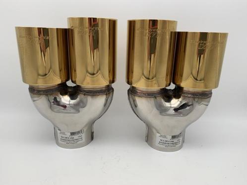 Sierstukken set gold RVS Dubbel Rond – versprongen – 2 x 76, Auto-onderdelen, Uitlaatsystemen, Nieuw, Ophalen of Verzenden