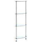 vidaXL Kastje 4-laags 30x30x100 cm gehard glas transparant, Verzenden, Nieuw