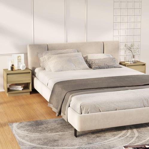 vidaXL Nachtkastjes 2 st 45x34x44 cm bewerkt hout sonoma, Huis en Inrichting, Slaapkamer | Nachtkastjes, Nieuw, Verzenden